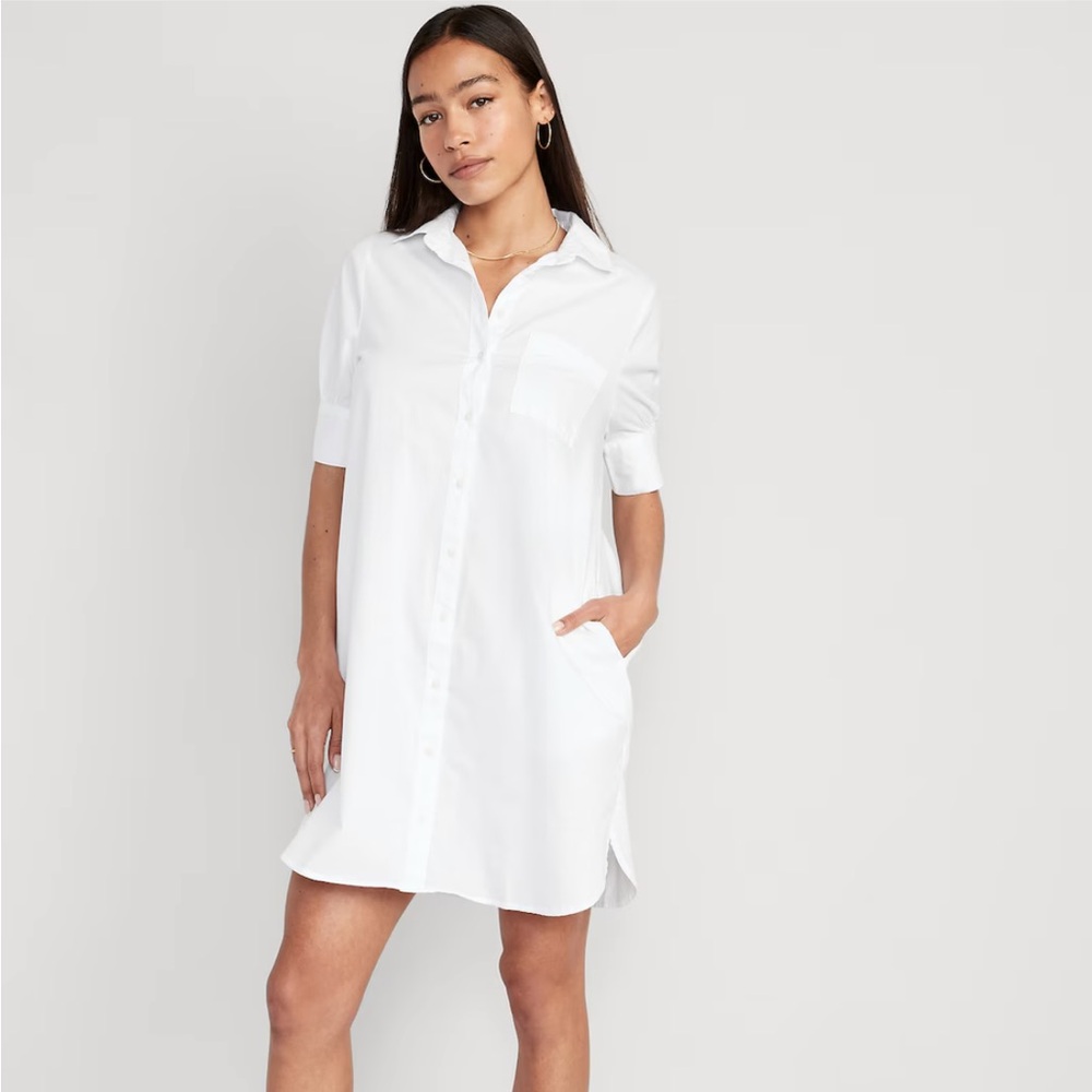 Old Navy Women’s M Short-Sleeve Shirt Dress in Off White